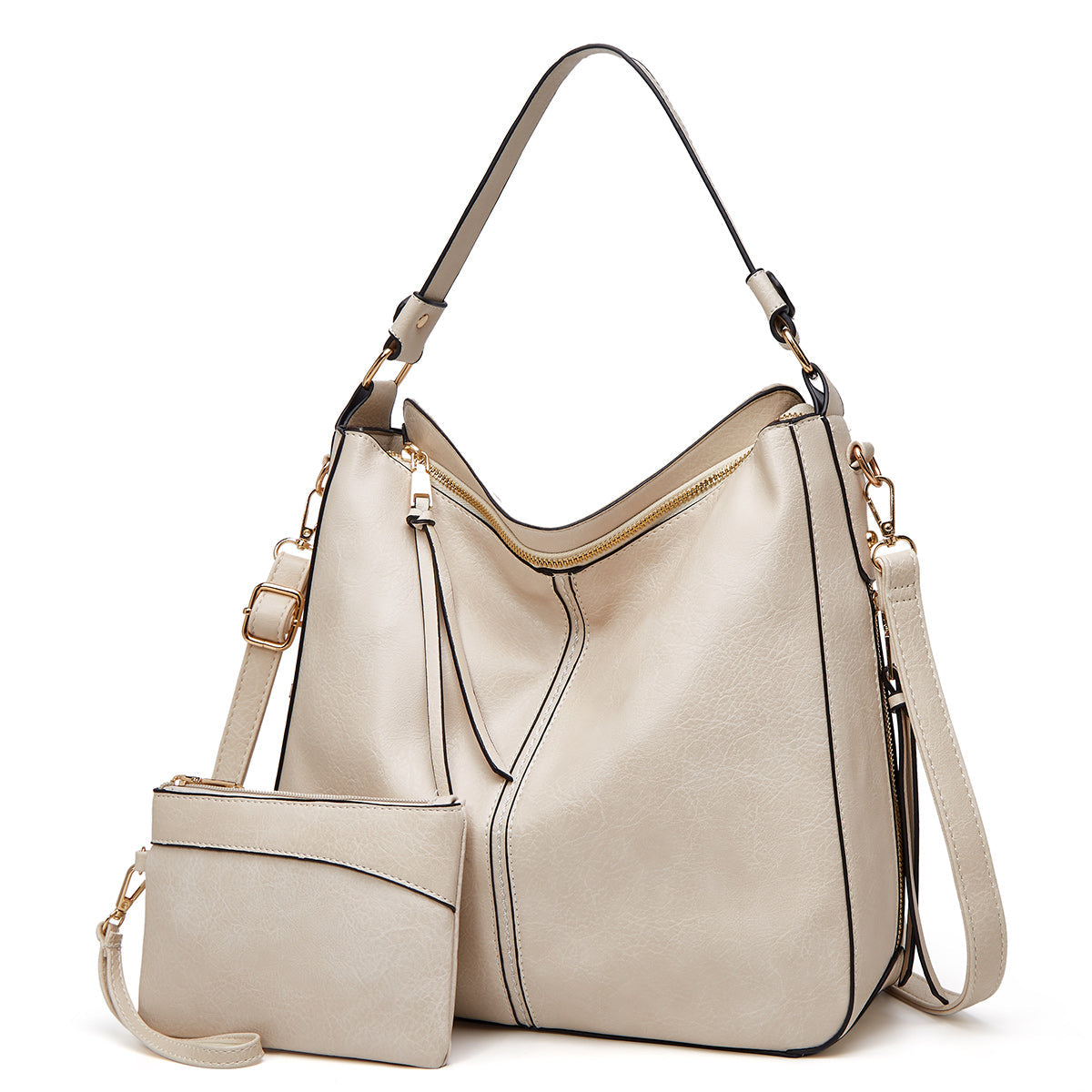 VierraSol | Bolso Hobo para Mujer con Accesorios Dorados