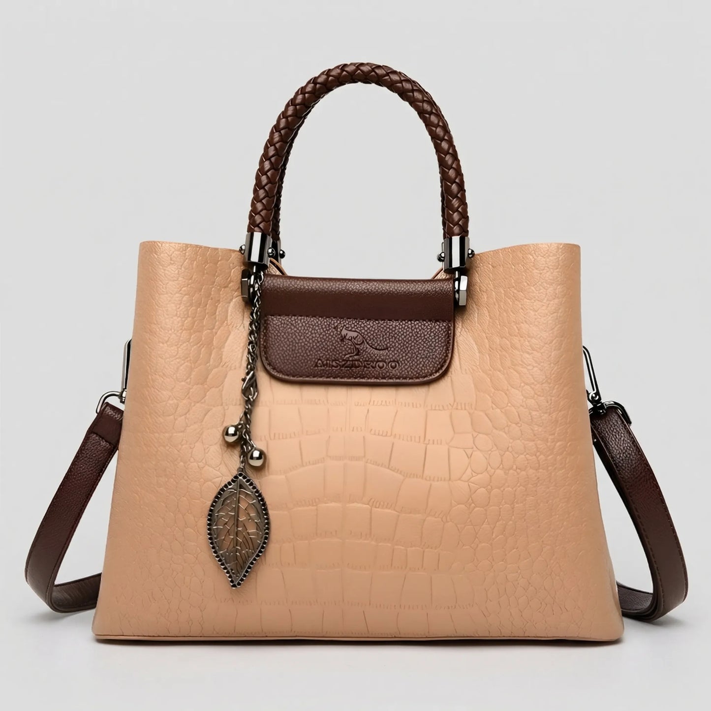 VierraSol | Bolso Tote para Mujer con Relieve de Cocodrilo y Asa Trenzada