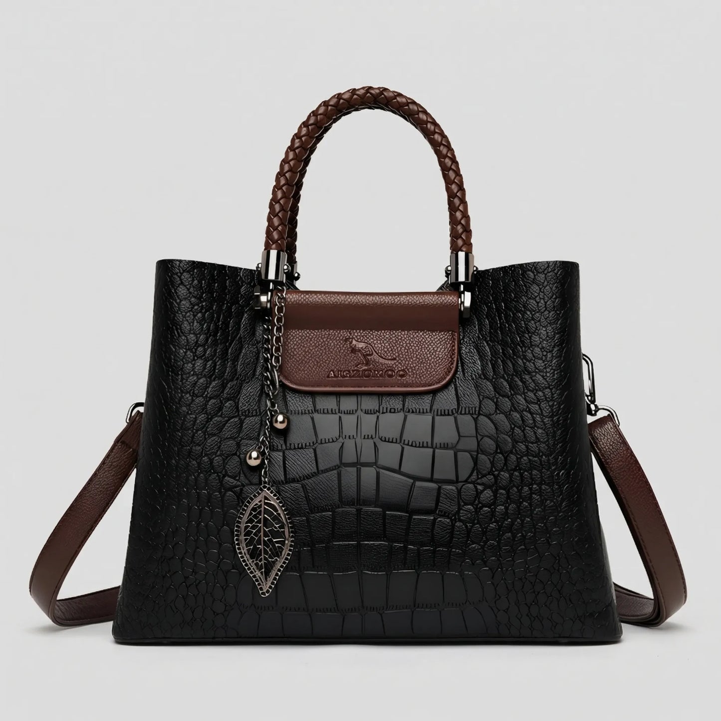 VierraSol | Bolso Tote para Mujer con Relieve de Cocodrilo y Asa Trenzada