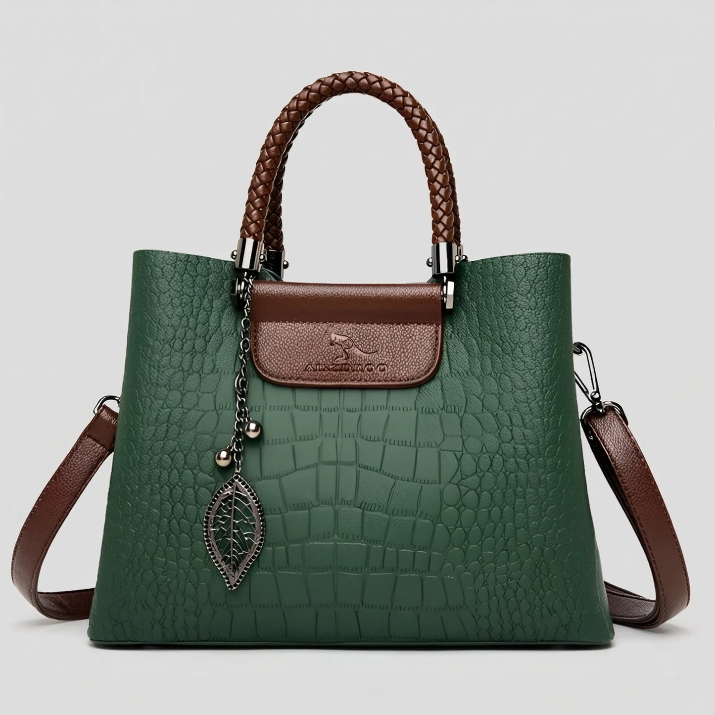 VierraSol | Bolso Tote para Mujer con Relieve de Cocodrilo y Asa Trenzada
