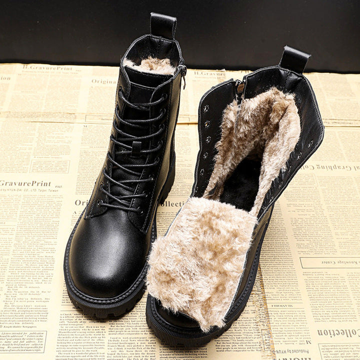 VierraSol | Botas de Invierno de Cuero Negro