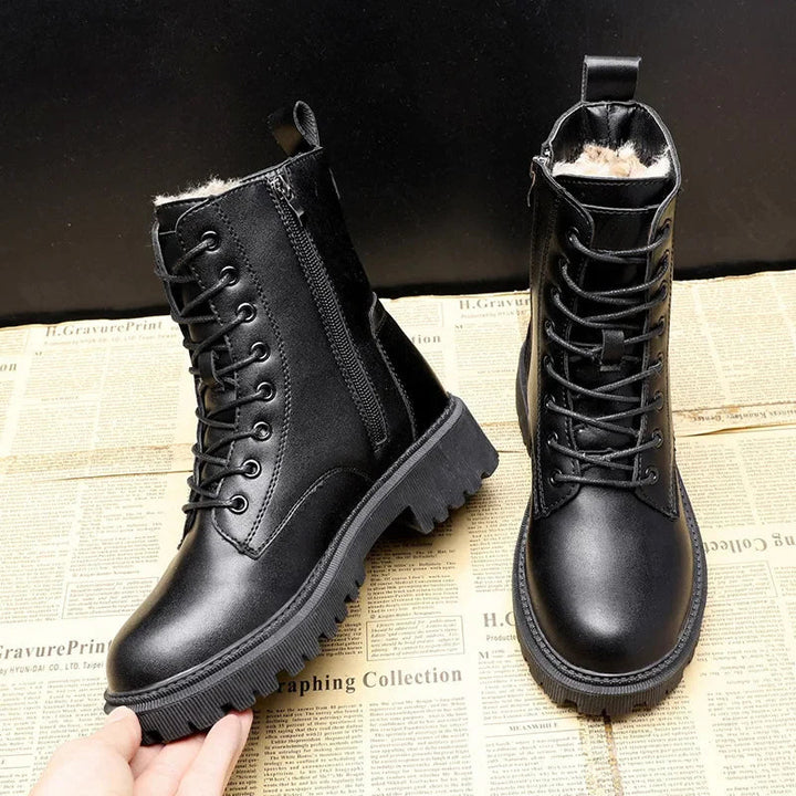 VierraSol | Botas de Invierno de Cuero Negro