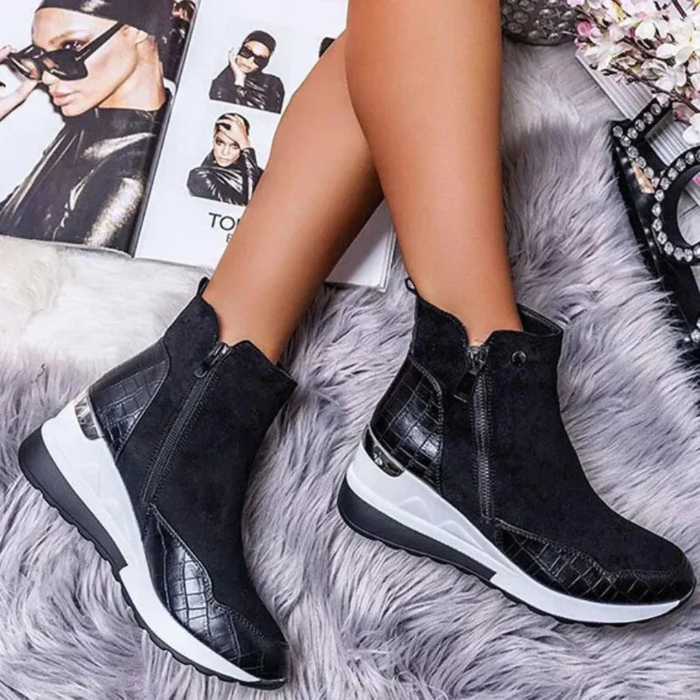 VierraSol | Botas de Tobillo con Cremallera Lateral para Mujer con Detalle de Cocodrilo
