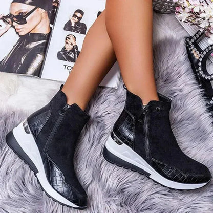 VierraSol | Botas de Tobillo con Cremallera Lateral para Mujer con Detalle de Cocodrilo