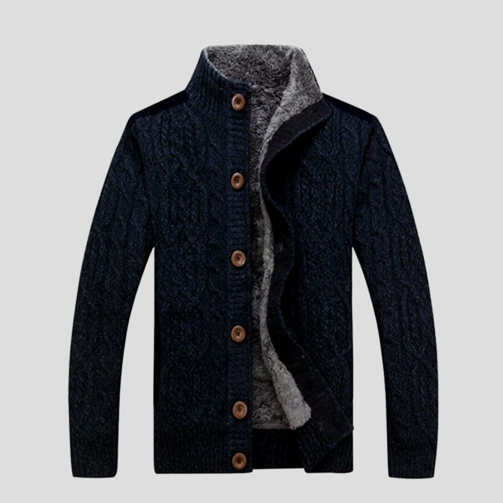 VierraSol | Cárdigan de Punto para Hombre con Forro de Sherpa