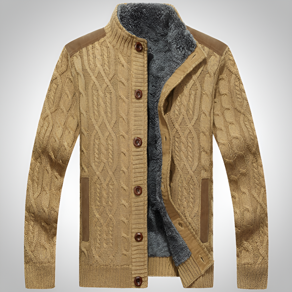 VierraSol | Cárdigan de Punto para Hombre con Forro de Sherpa