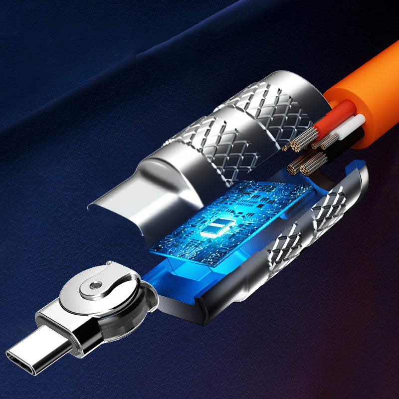 VierraSol | Cable de Datos de Carga Rápida Anti-Ruptura de 180° (120W)
