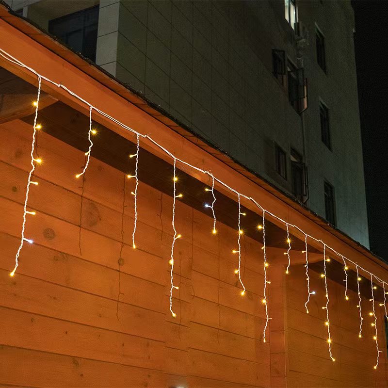 VierraSol | Cadena de Luces LED Icicle Quntis 50m | IP44 Resistente a la Intemperie | 36V Baja Tensión | 500+ LEDs | Efecto Cascada de Carámbano | Blanco Cálido