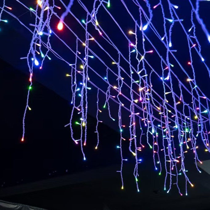 VierraSol | Cadena de Luces LED Icicle Quntis 50m | IP44 Resistente a la Intemperie | 36V Baja Tensión | 500+ LEDs | Efecto Cascada de Carámbano | Blanco Cálido