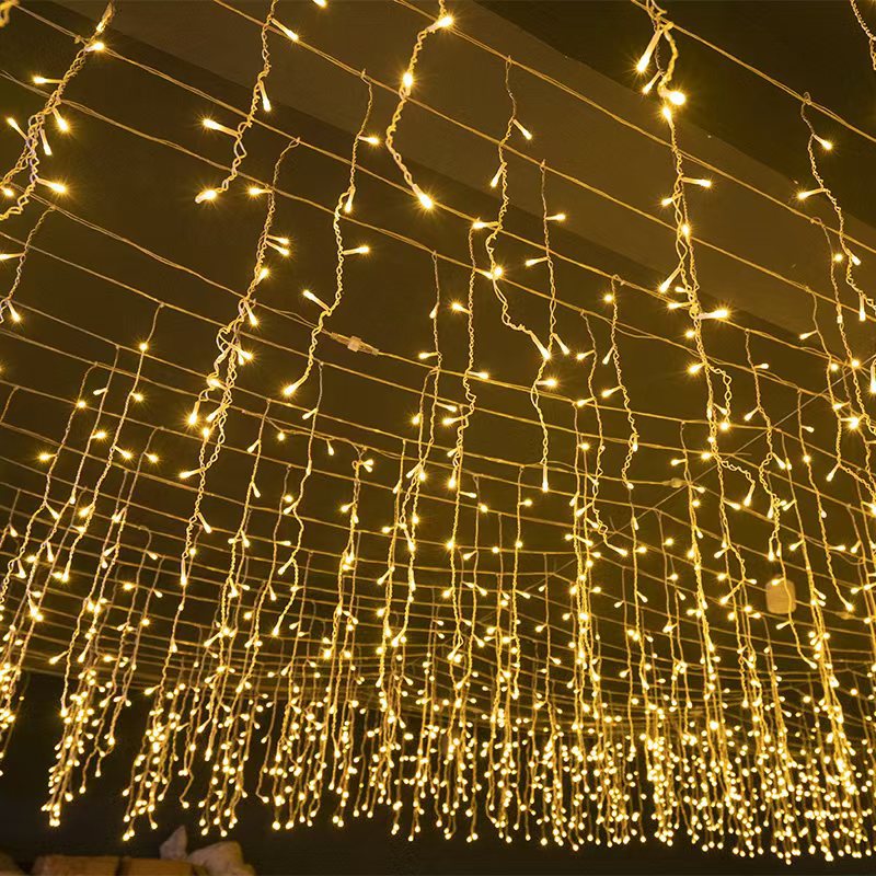 VierraSol | Cadena de Luces LED Icicle Quntis 50m | IP44 Resistente a la Intemperie | 36V Baja Tensión | 500+ LEDs | Efecto Cascada de Carámbano | Blanco Cálido