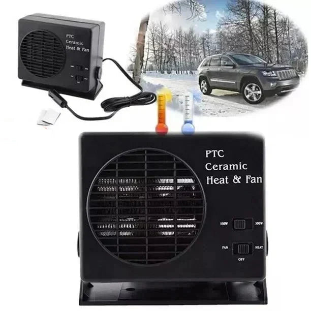 VierraSol | Calentador de Cerámica para Automóviles de 12V | Ventilador Portátil de 150W-300W con Termostato Automático para Uso en Invierno en Vehículos