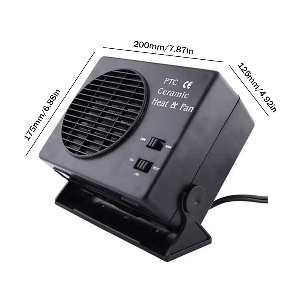 VierraSol | Calentador de Cerámica para Automóviles de 12V | Ventilador Portátil de 150W-300W con Termostato Automático para Uso en Invierno en Vehículos