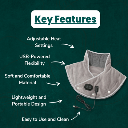 VierraSol | Calentador de Cuello y Dispositivo de Masaje | Calor para Cuello y Hombros para Relajación Muscular | Configuraciones Ajustables para Reducción del Estrés | Alivio y Relajación del Dolor de Cuello