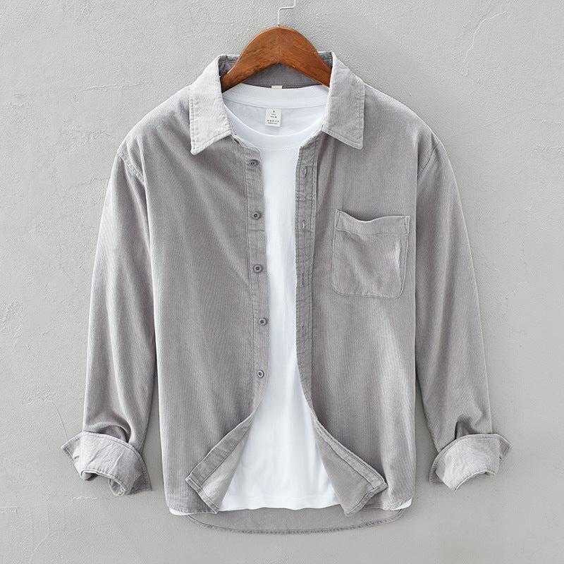 VierraSol | Camisa de Corduroy para Hombre con Botones y Bolsillo en el Pecho
