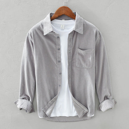 VierraSol | Camisa de Corduroy para Hombre con Botones y Bolsillo en el Pecho