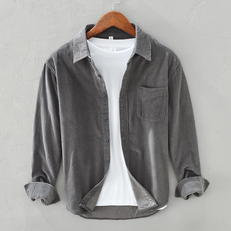 VierraSol | Camisa de Corduroy para Hombre con Botones y Bolsillo en el Pecho