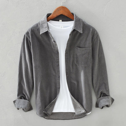 VierraSol | Camisa de Corduroy para Hombre con Botones y Bolsillo en el Pecho