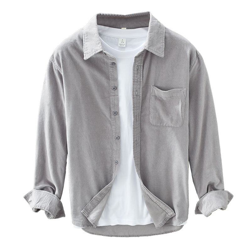 VierraSol | Camisa de Corduroy para Hombre con Botones y Bolsillo en el Pecho