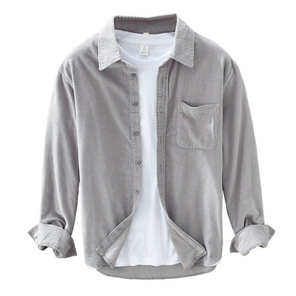 VierraSol | Camisa de Corduroy para Hombre con Botones y Bolsillo en el Pecho