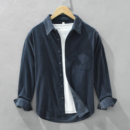 VierraSol | Camisa de Corduroy para Hombre con Botones y Bolsillo en el Pecho