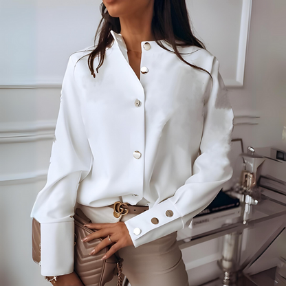 VierraSol | Camisa de Mujer con Botones Frontales y Puños de Botón Dorado