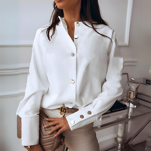 VierraSol | Camisa de Mujer con Botones Frontales y Puños de Botón Dorado