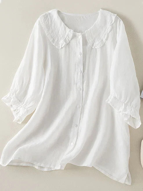 VierraSol | Camisa de Mujer con Cuello Volante y Botones