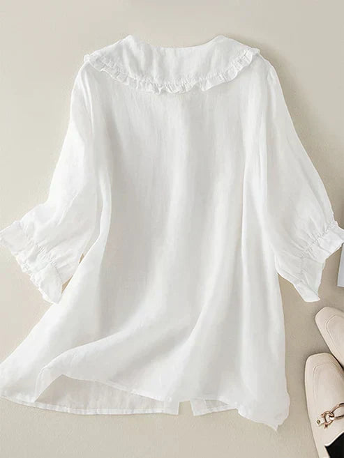 VierraSol | Camisa de Mujer con Cuello Volante y Botones