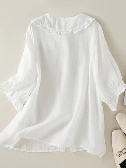 VierraSol | Camisa de Mujer con Cuello Volante y Botones