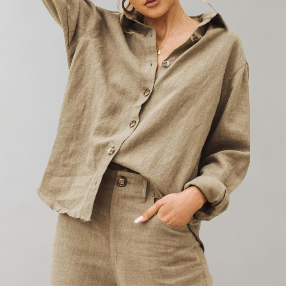 VierraSol | Camisa de Mujer de Corte Relajado con Botones