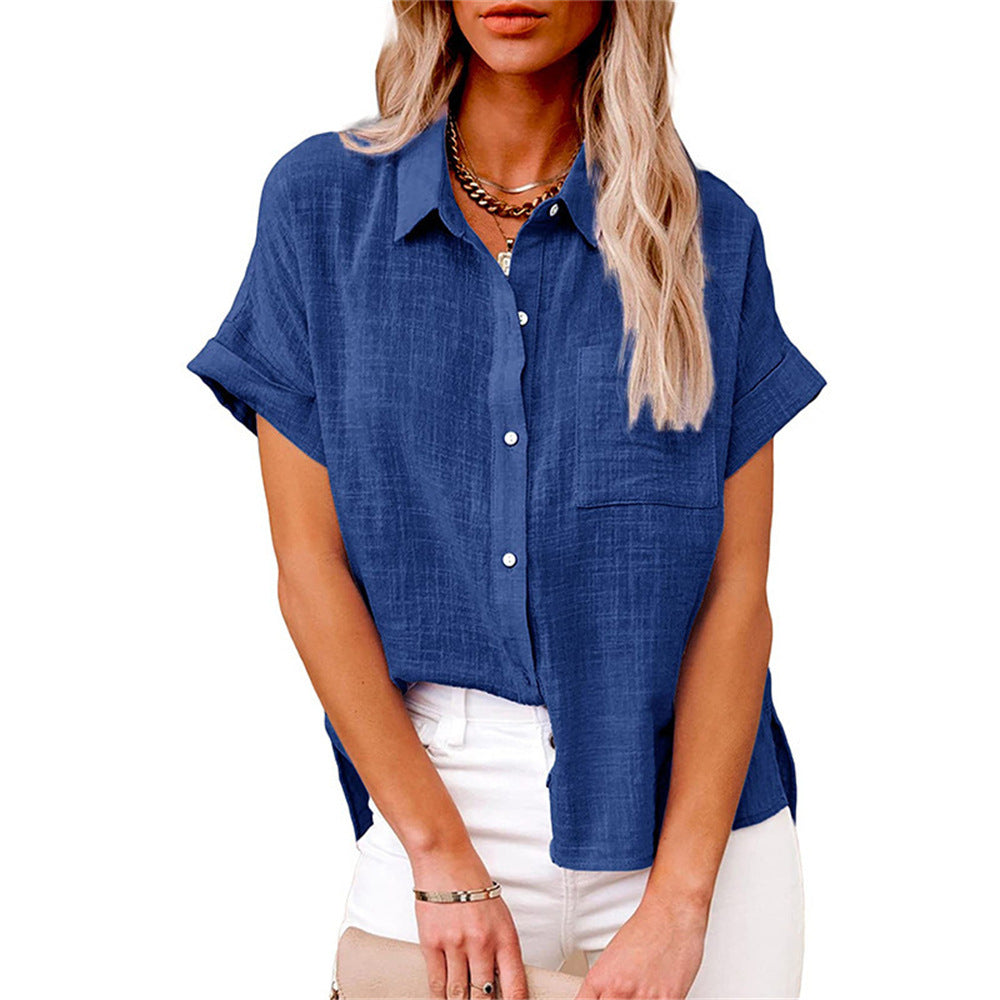 VierraSol | Camisa de Mujer de Manga Corta con Corte Relajado y Botones