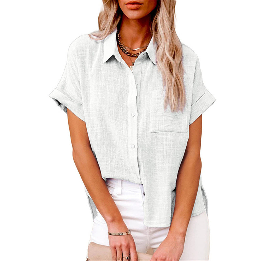 VierraSol | Camisa de Mujer de Manga Corta con Corte Relajado y Botones