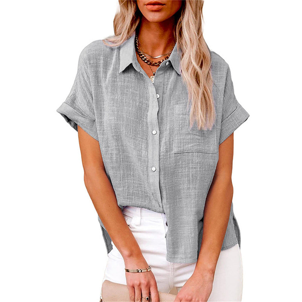 VierraSol | Camisa de Mujer de Manga Corta con Corte Relajado y Botones