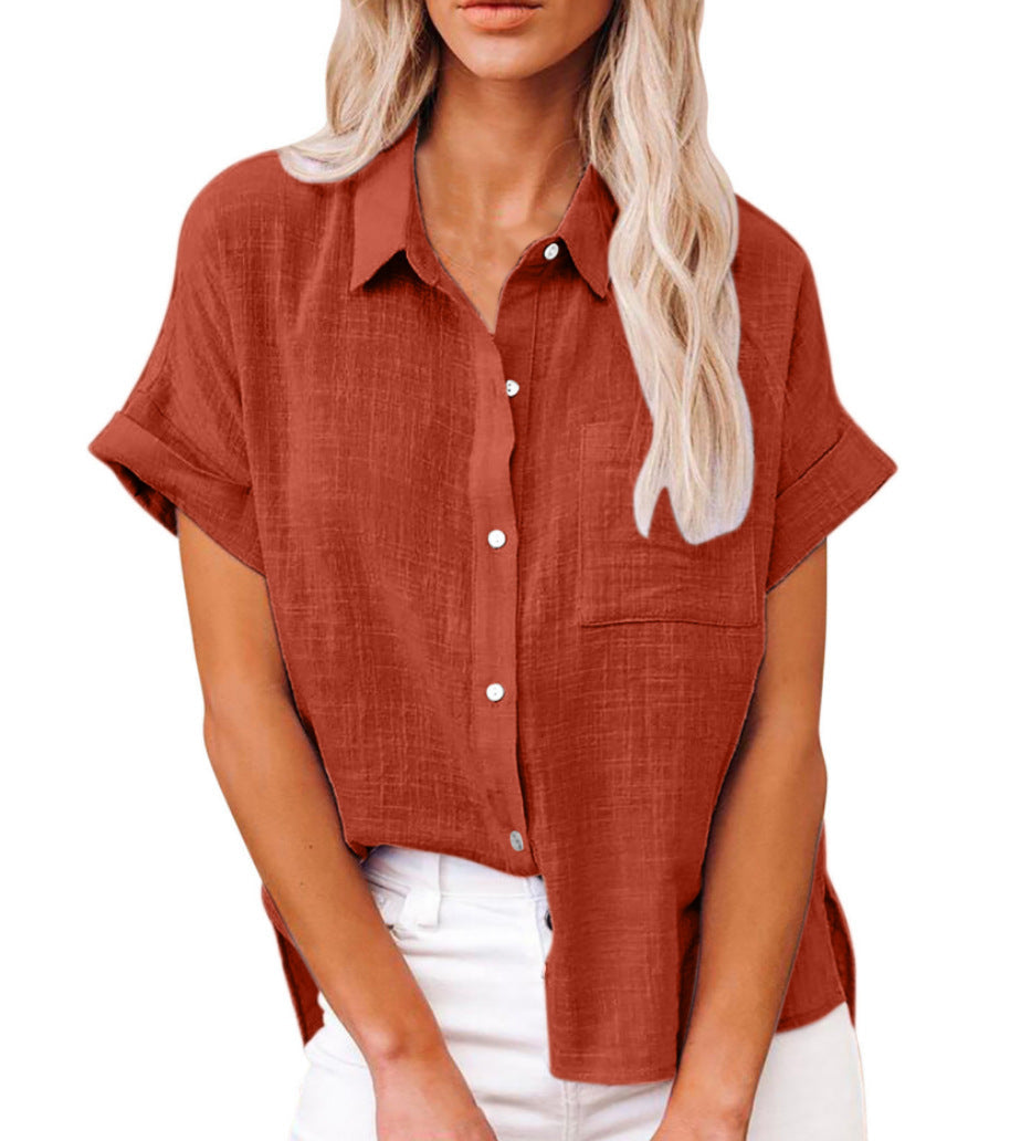 VierraSol | Camisa de Mujer de Manga Corta con Corte Relajado y Botones