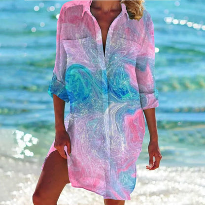 VierraSol | Camisa de Playa para Mujeres con Estampado Tie-Dye