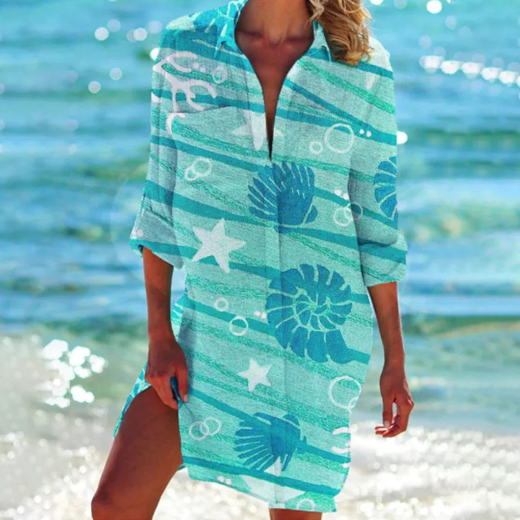 VierraSol | Camisa de Playa para Mujeres con Estampado Tie-Dye
