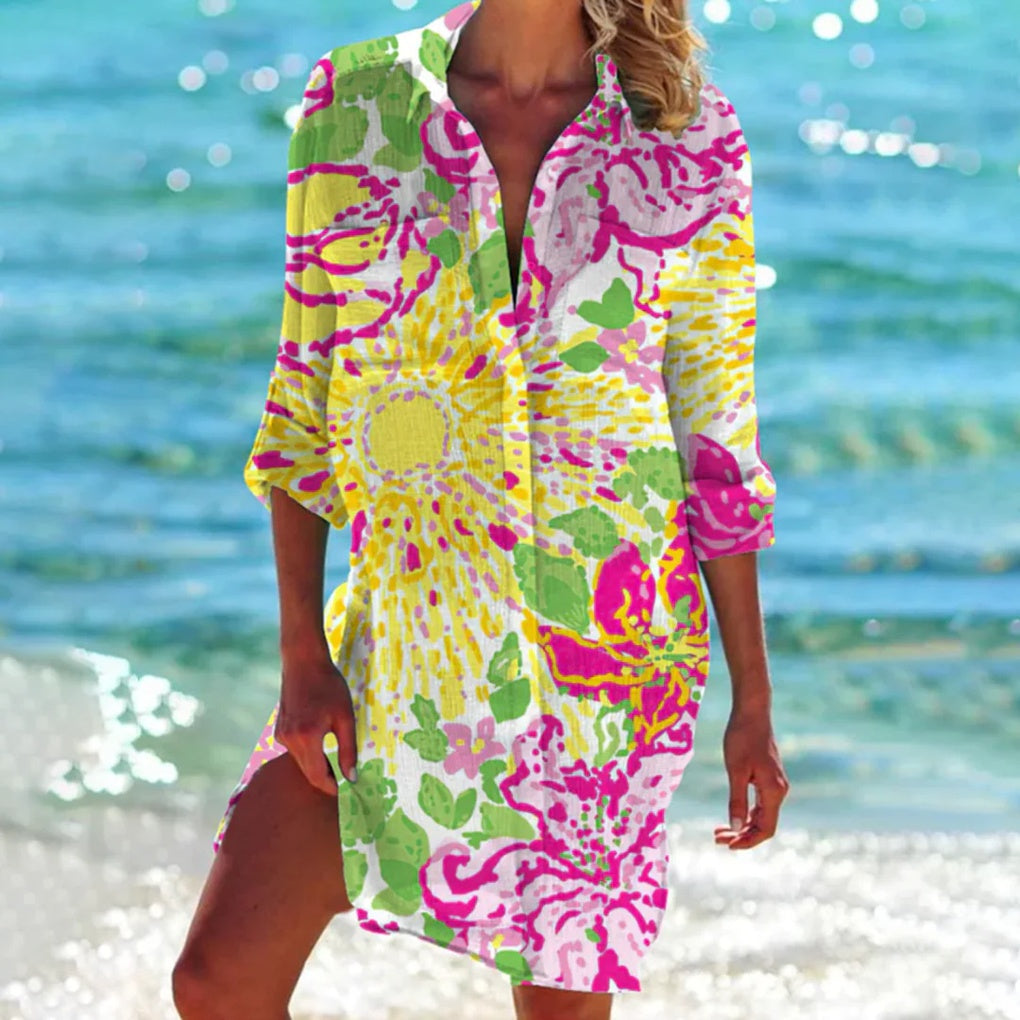 VierraSol | Camisa de Playa para Mujeres con Estampado Tie-Dye