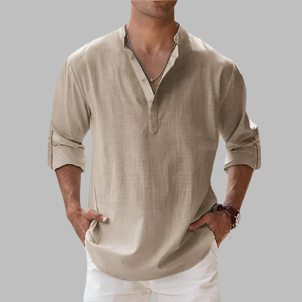 VierraSol | Camisa de Verano de Cuello Henley para Hombre