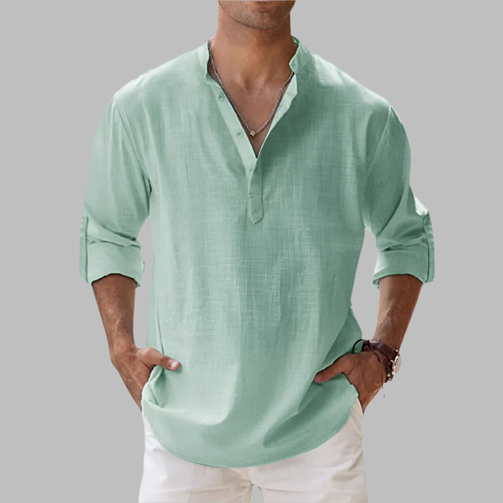 VierraSol | Camisa de Verano de Cuello Henley para Hombre