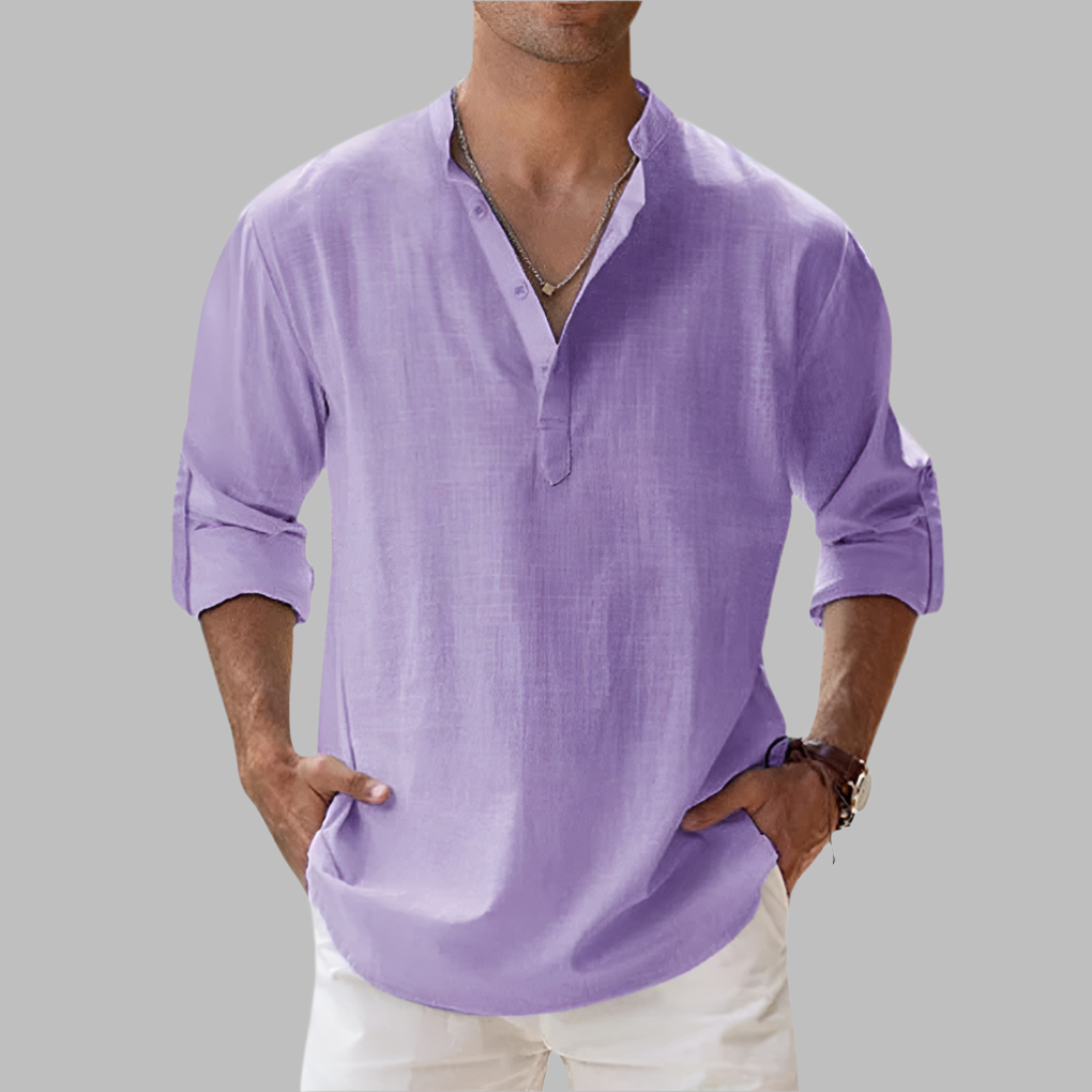 VierraSol | Camisa de Verano de Cuello Henley para Hombre