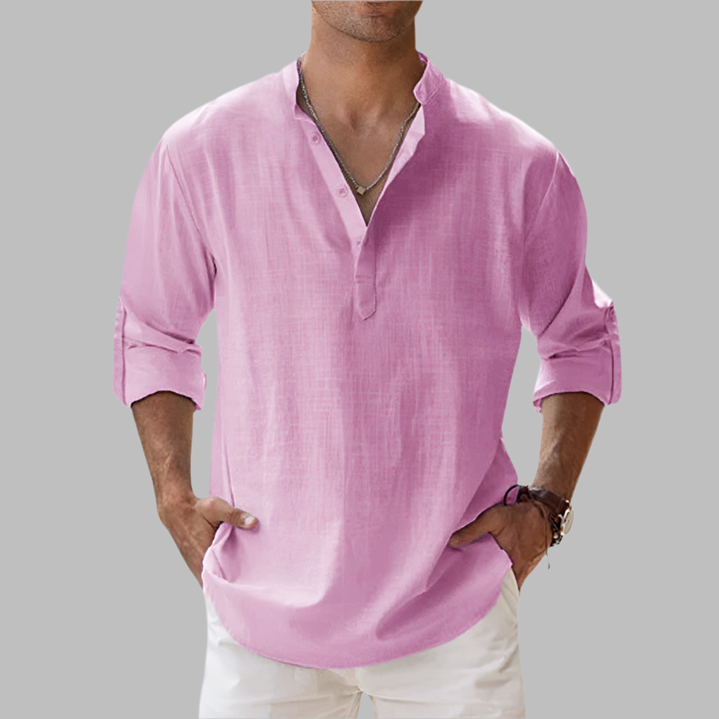 VierraSol | Camisa de Verano de Cuello Henley para Hombre