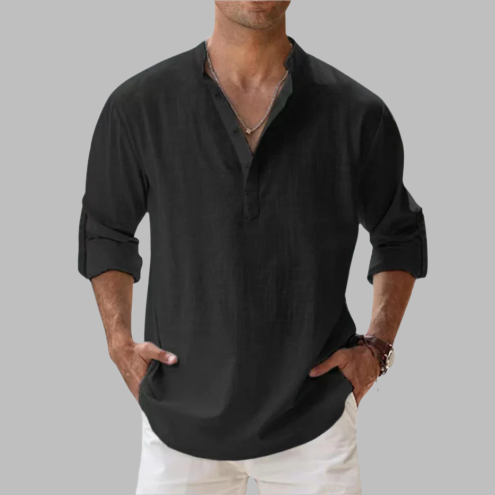 VierraSol | Camisa Henley de Cuello Band para Hombre