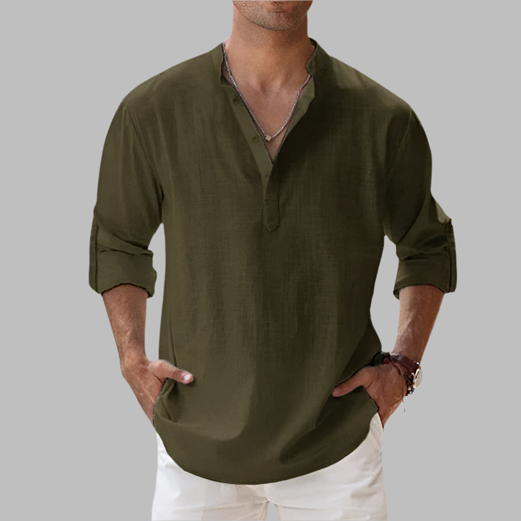 VierraSol | Camisa Henley de Cuello en V para Hombre