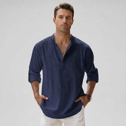 VierraSol | Camisa Henley para Hombre con Cuello de Botones