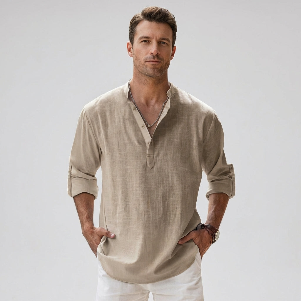 VierraSol | Camisa Henley para Hombre con Cuello de Botones