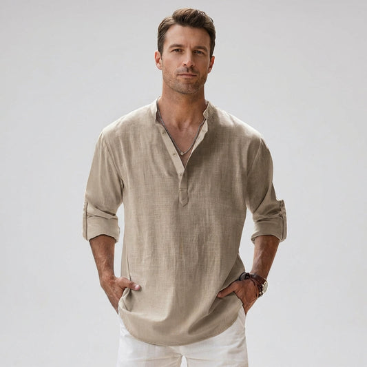 VierraSol | Camisa Henley para Hombre con Cuello de Botones