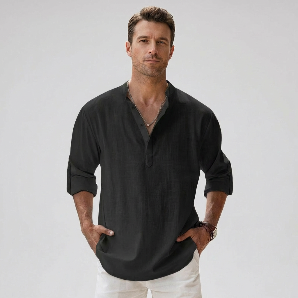 VierraSol | Camisa Henley para Hombre con Cuello de Botones