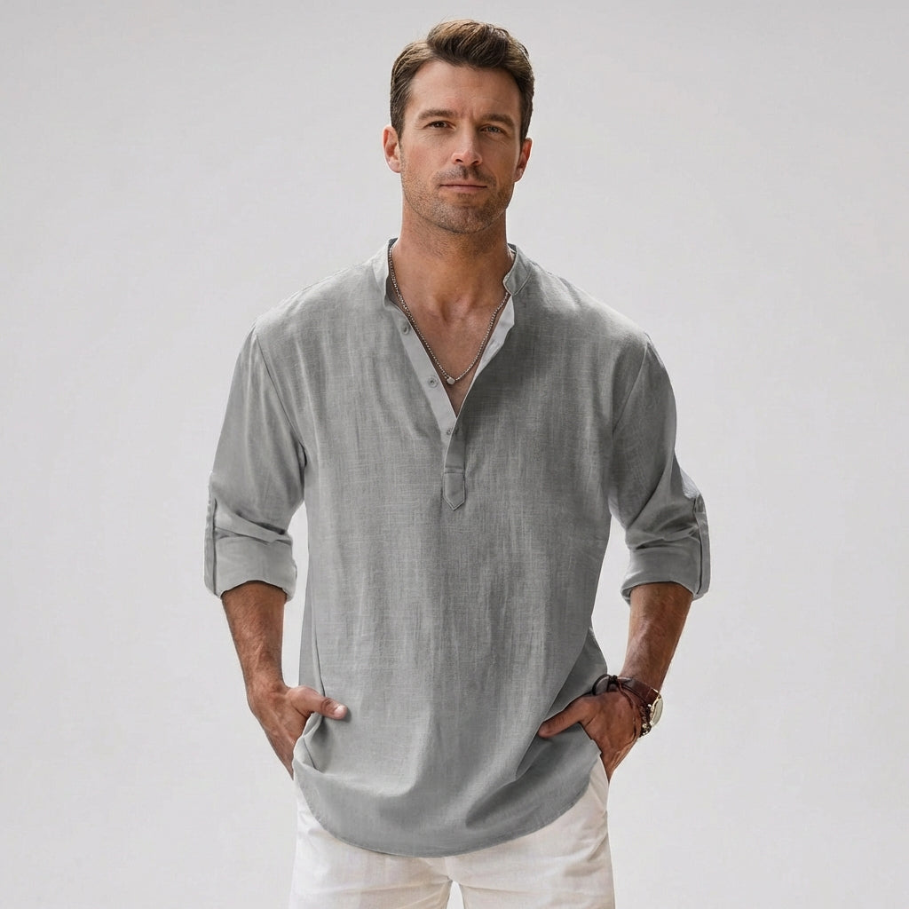 VierraSol | Camisa Henley para Hombre con Cuello de Botones