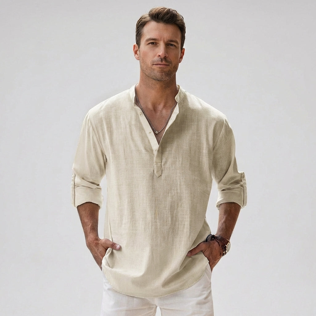 VierraSol | Camisa Henley para Hombre con Cuello de Botones
