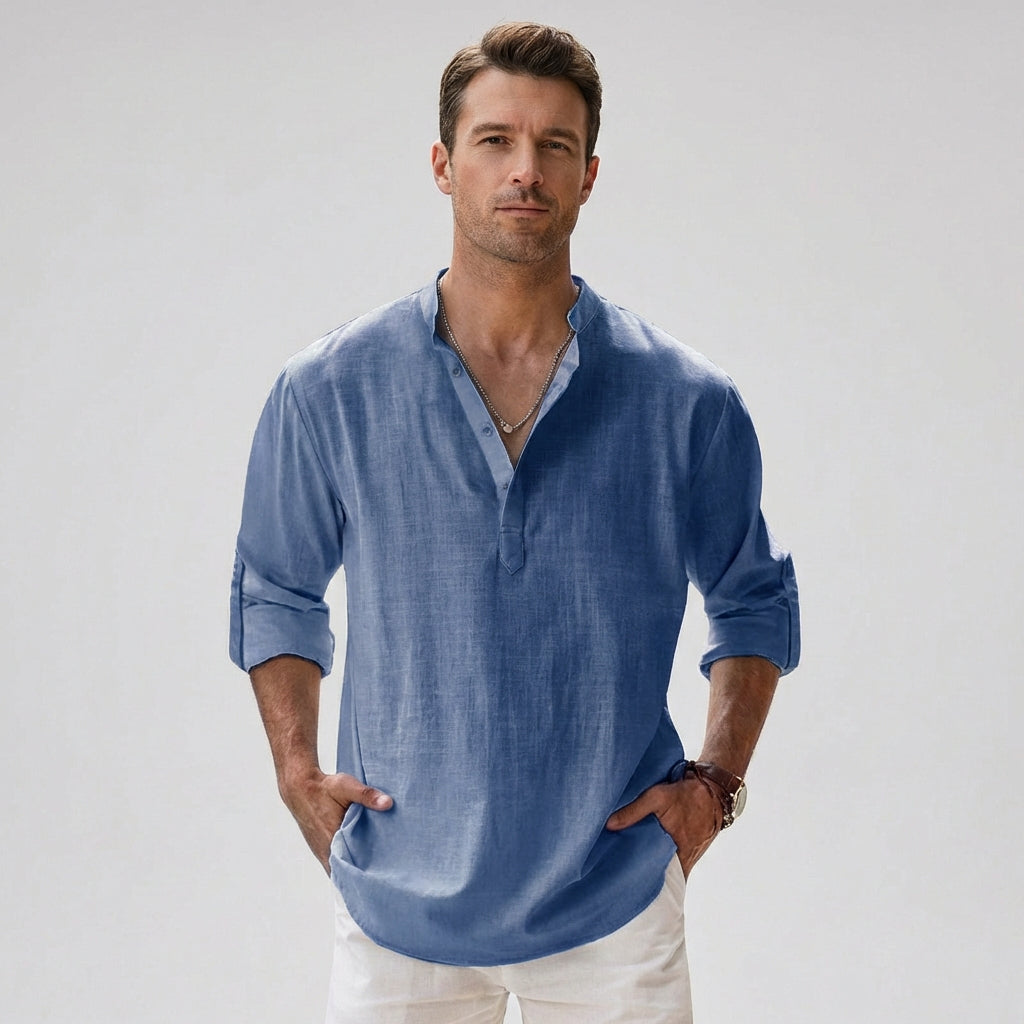VierraSol | Camisa Henley para Hombre con Cuello de Botones